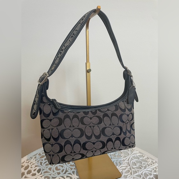 Coach Black and Gray Signature Shoulder Bag - Picture 1 of 9